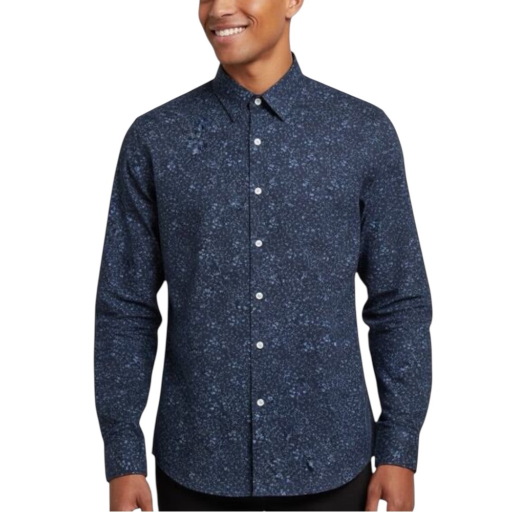 NWOT Artefact x Stitch Fix Men's‎ Blue Mini Floral Slim Fit Button Down Shirt
